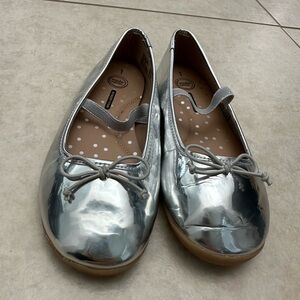 Silver Ballet Flats with Bow